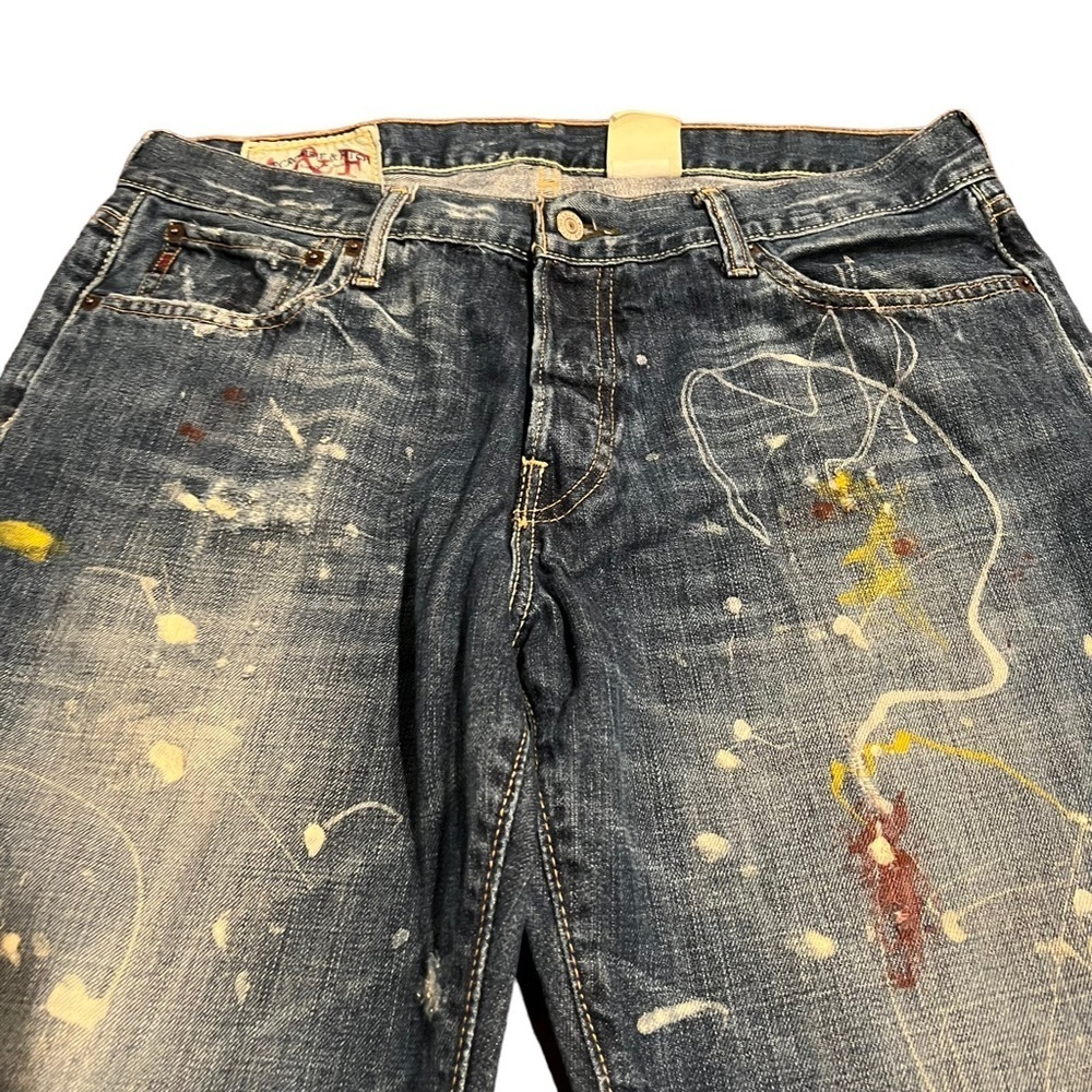 Abercrombie & Fitch Men’s Button Fly Distressed Jeans Paint Splatter Low Rise 34 - Picture 6 of 12